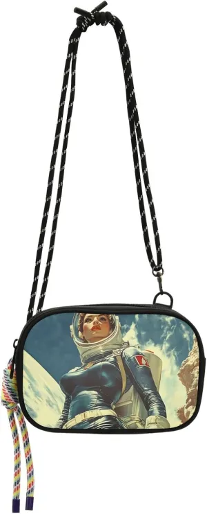 Women's Crossbody Handbags Astronauts Woman Print Lightweight Shoulder Phone Purse for Walking, Hiking