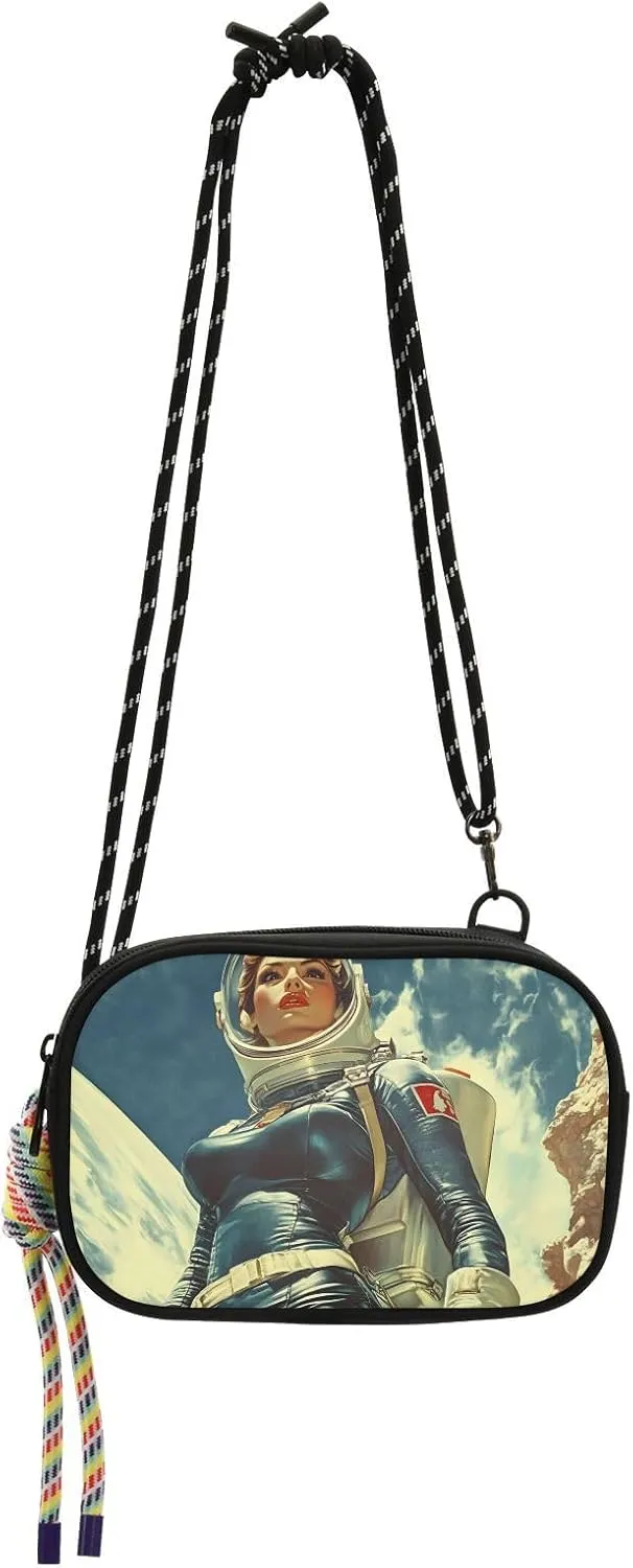 Women's Crossbody Handbags Astronauts Woman Print Lightweight Shoulder Phone Purse for Walking, Hiking