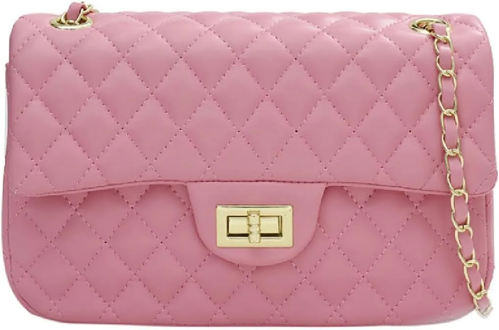 Women's Elegant Quilted Design Cute Shoulder Bag,Fashionable Chain Strap Crossbody Bag for Women & Girls
