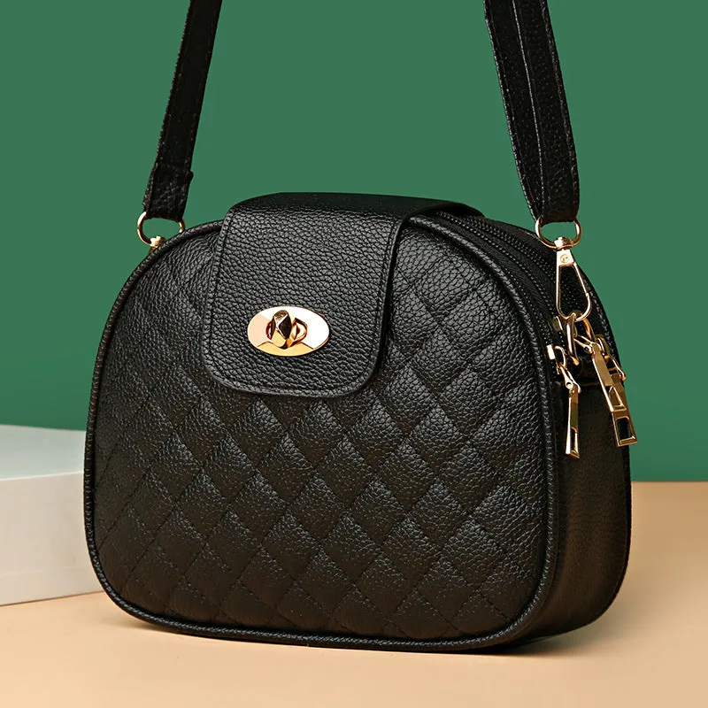 Women's Fashionable Texture Rhombus Versatile Korean Crossbody Bags