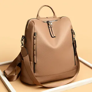 Women's Leather Trendy Large Backpack (In Stock)