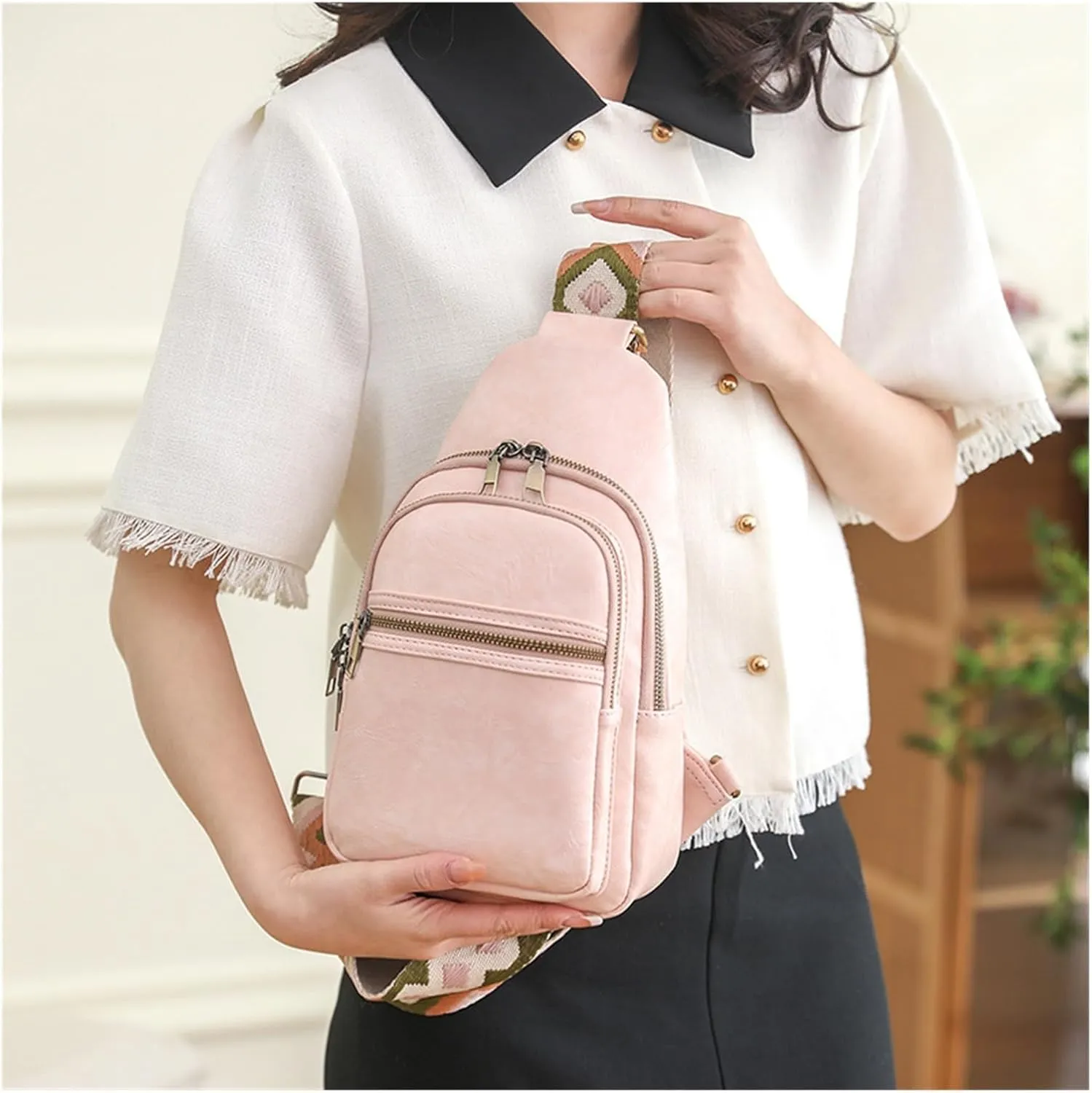 Women's Shoulder Crossbody Bag, Outdoor Chest Bag(Pink)