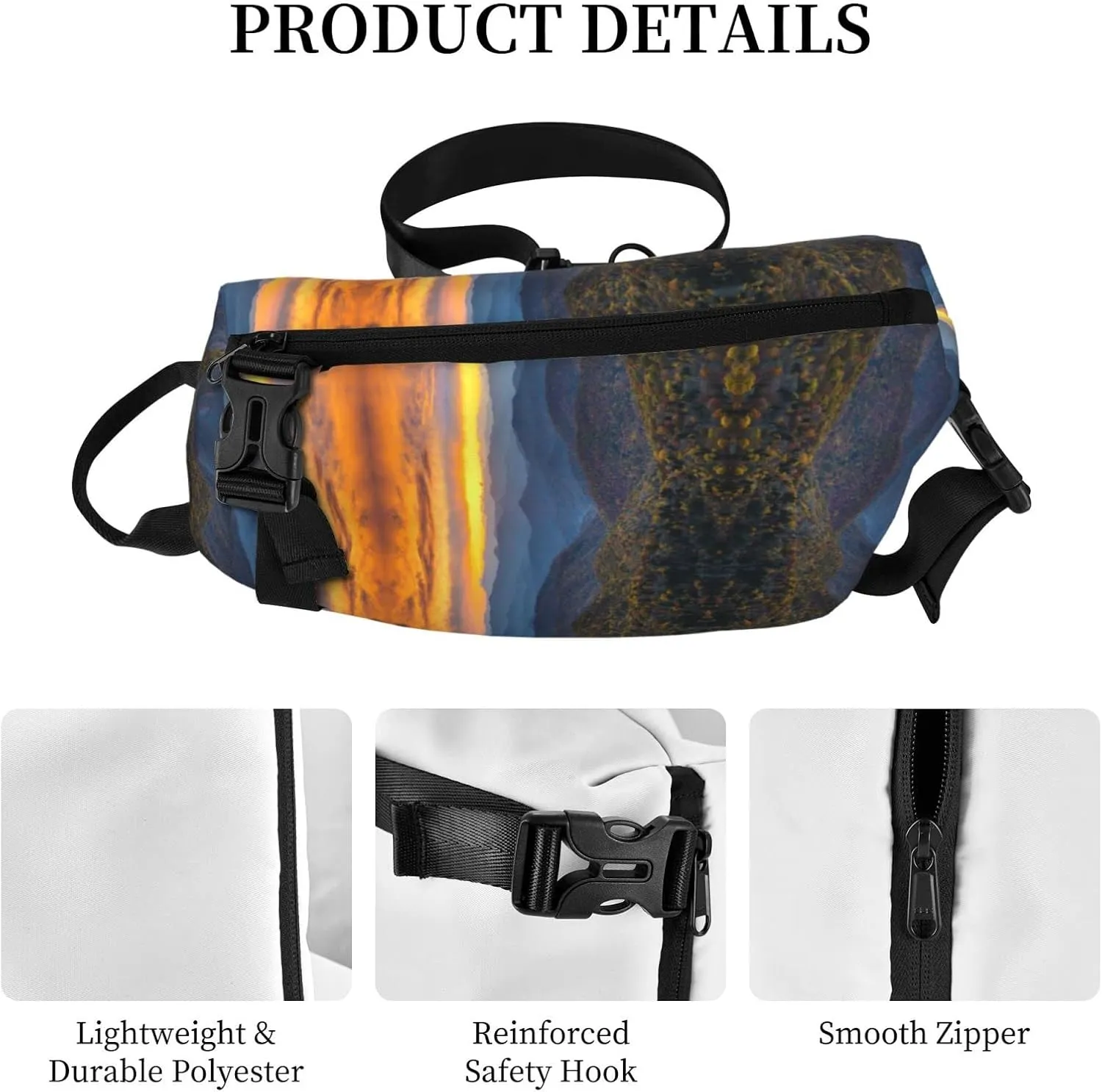 Wurton Blue Ridge Parkway Mountains Print Travel Crossbody Backpack Bag,Lightweight Sling Bag For Travel Unisex