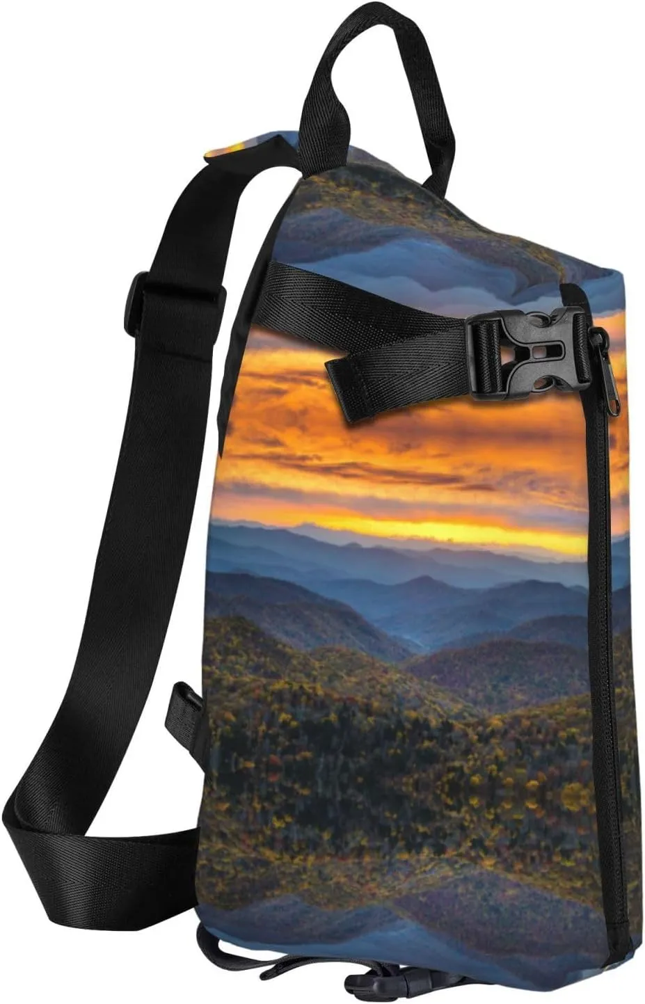 Wurton Blue Ridge Parkway Mountains Print Travel Crossbody Backpack Bag,Lightweight Sling Bag For Travel Unisex