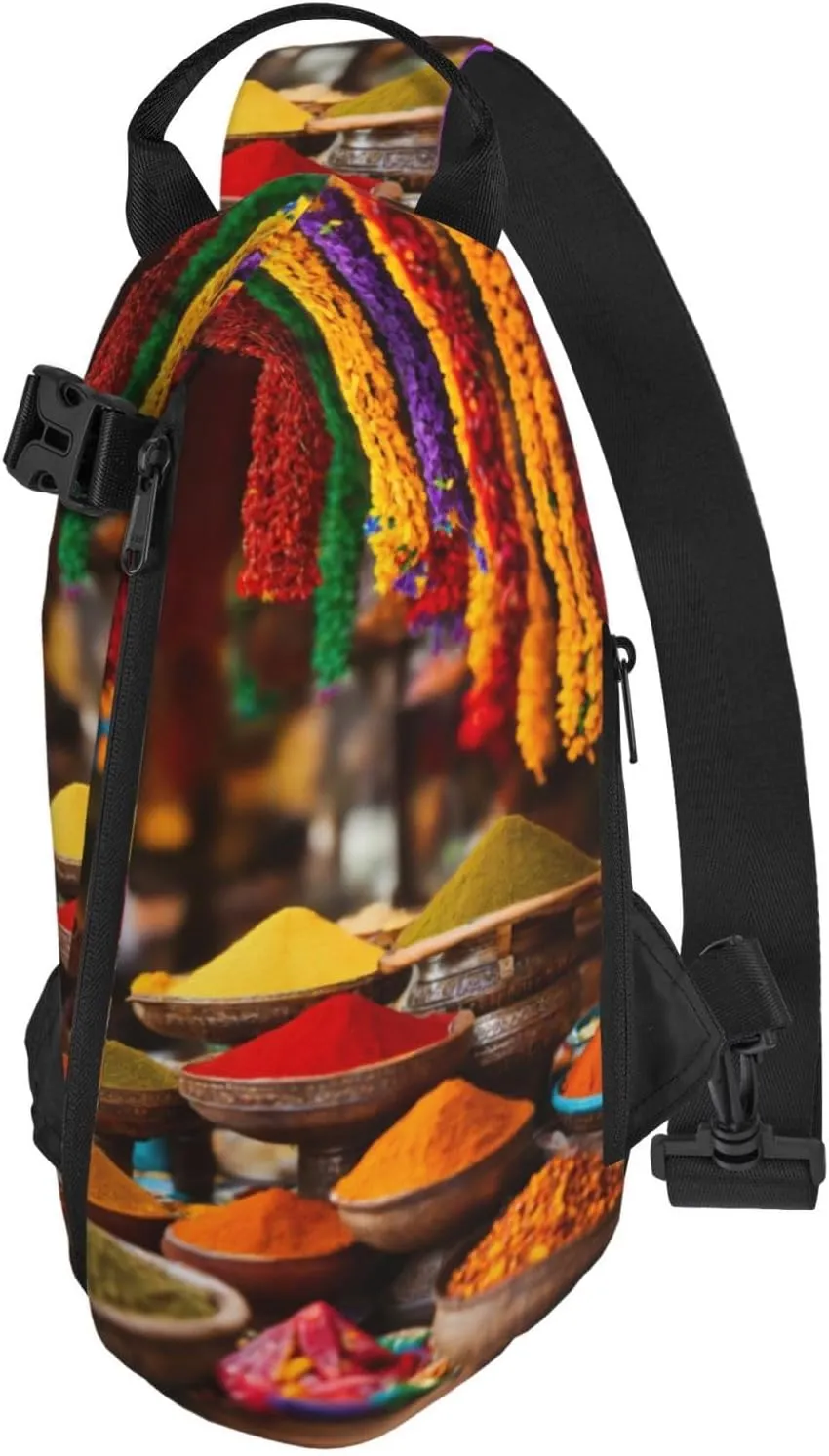 WURTON Condiments Spices Print Crossbody Backpack Cross Pack Lightweight Sling Bag Travel, Hiking