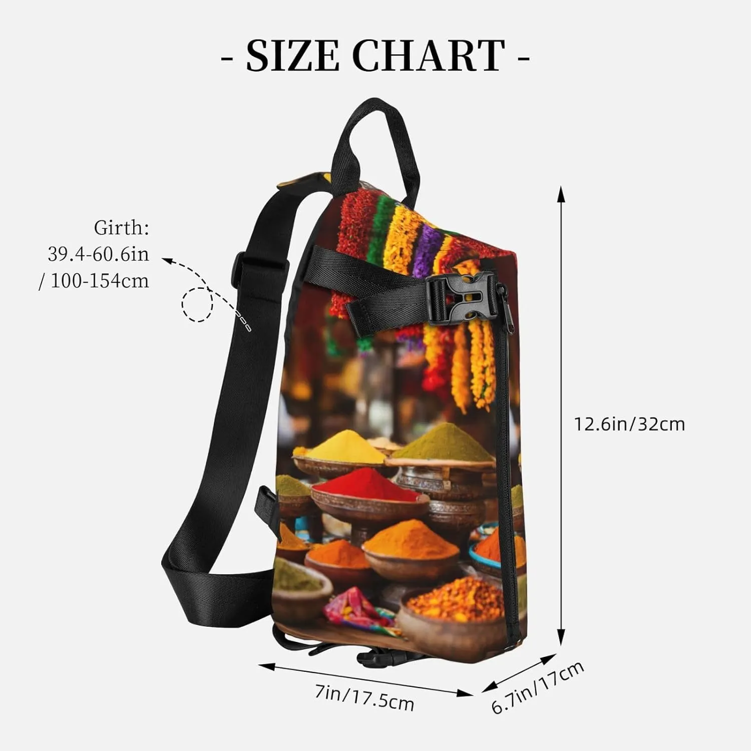 WURTON Condiments Spices Print Crossbody Backpack Cross Pack Lightweight Sling Bag Travel, Hiking