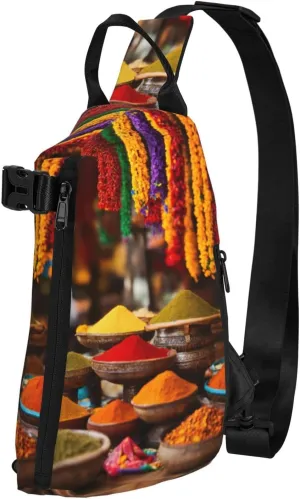 WURTON Condiments Spices Print Crossbody Backpack Cross Pack Lightweight Sling Bag Travel, Hiking