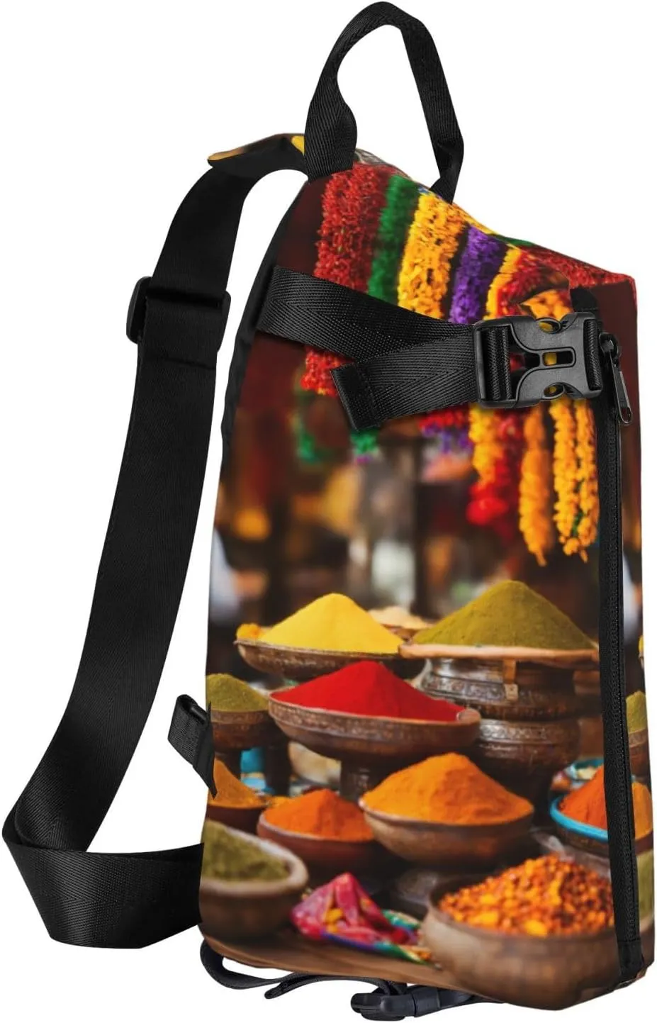 WURTON Condiments Spices Print Crossbody Backpack Cross Pack Lightweight Sling Bag Travel, Hiking