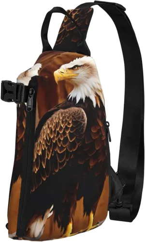 WURTON Flying Eagle Print Crossbody Backpack Cross Pack Lightweight Sling Bag Travel, Hiking