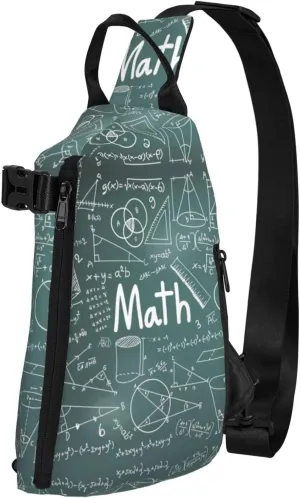 WURTON Formulas Shapes Theory Math Lesson Word Print Crossbody Backpack Cross Pack Lightweight Sling Bag Travel, Hiking