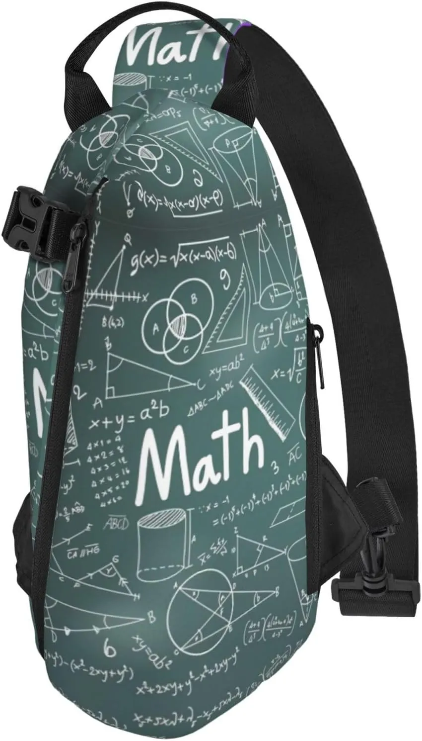 WURTON Formulas Shapes Theory Math Lesson Word Print Crossbody Backpack Cross Pack Lightweight Sling Bag Travel, Hiking