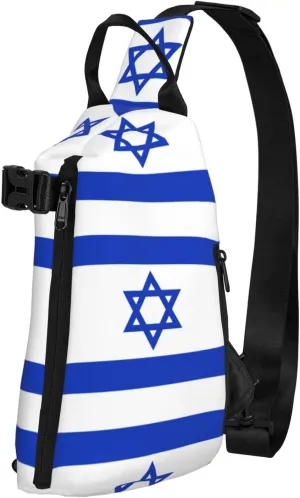 WURTON Israeli Flag Print Crossbody Backpack Cross Pack Lightweight Sling Bag Travel, Hiking