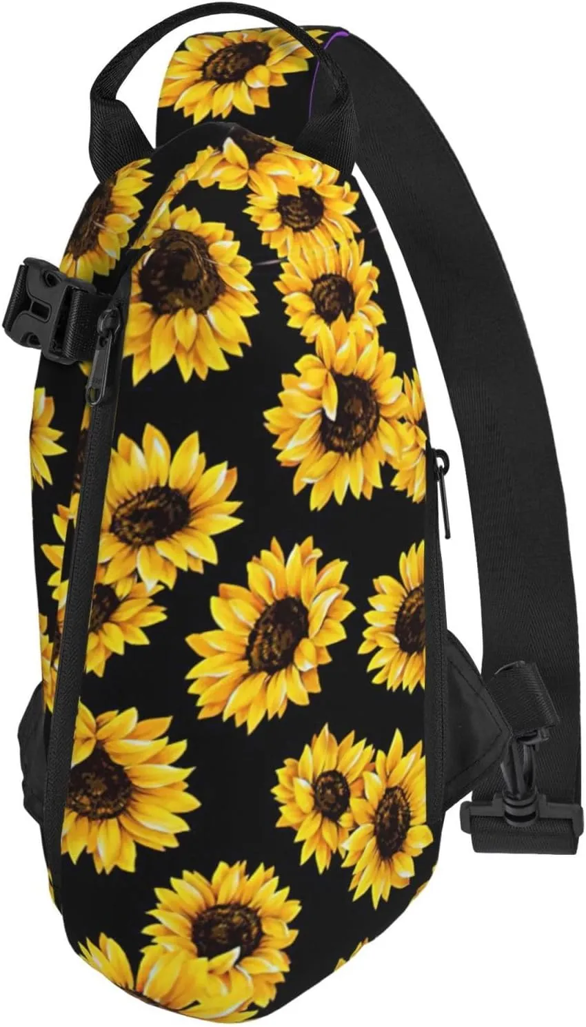 WURTON Sunflower.. Print Crossbody Backpack Cross Pack Lightweight Sling Bag Travel, Hiking