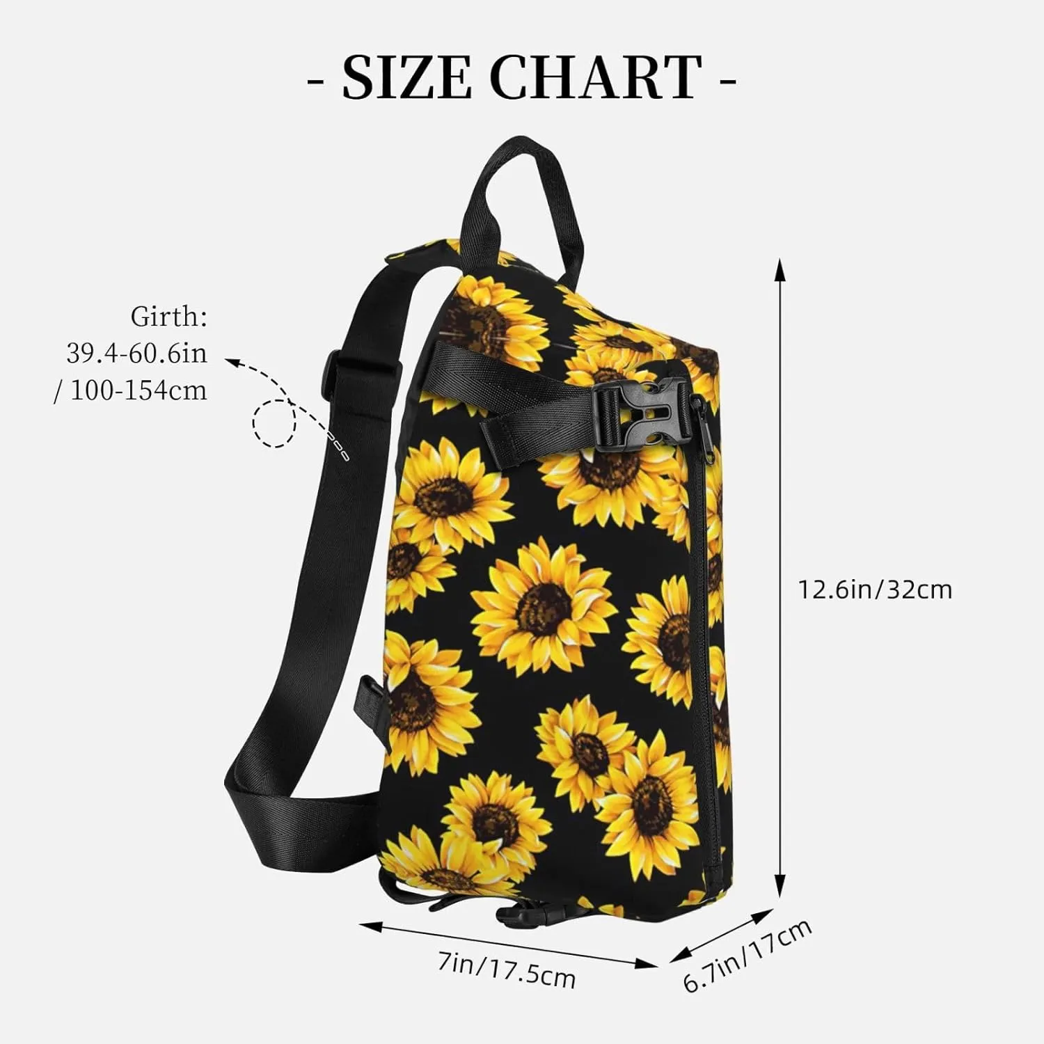WURTON Sunflower.. Print Crossbody Backpack Cross Pack Lightweight Sling Bag Travel, Hiking