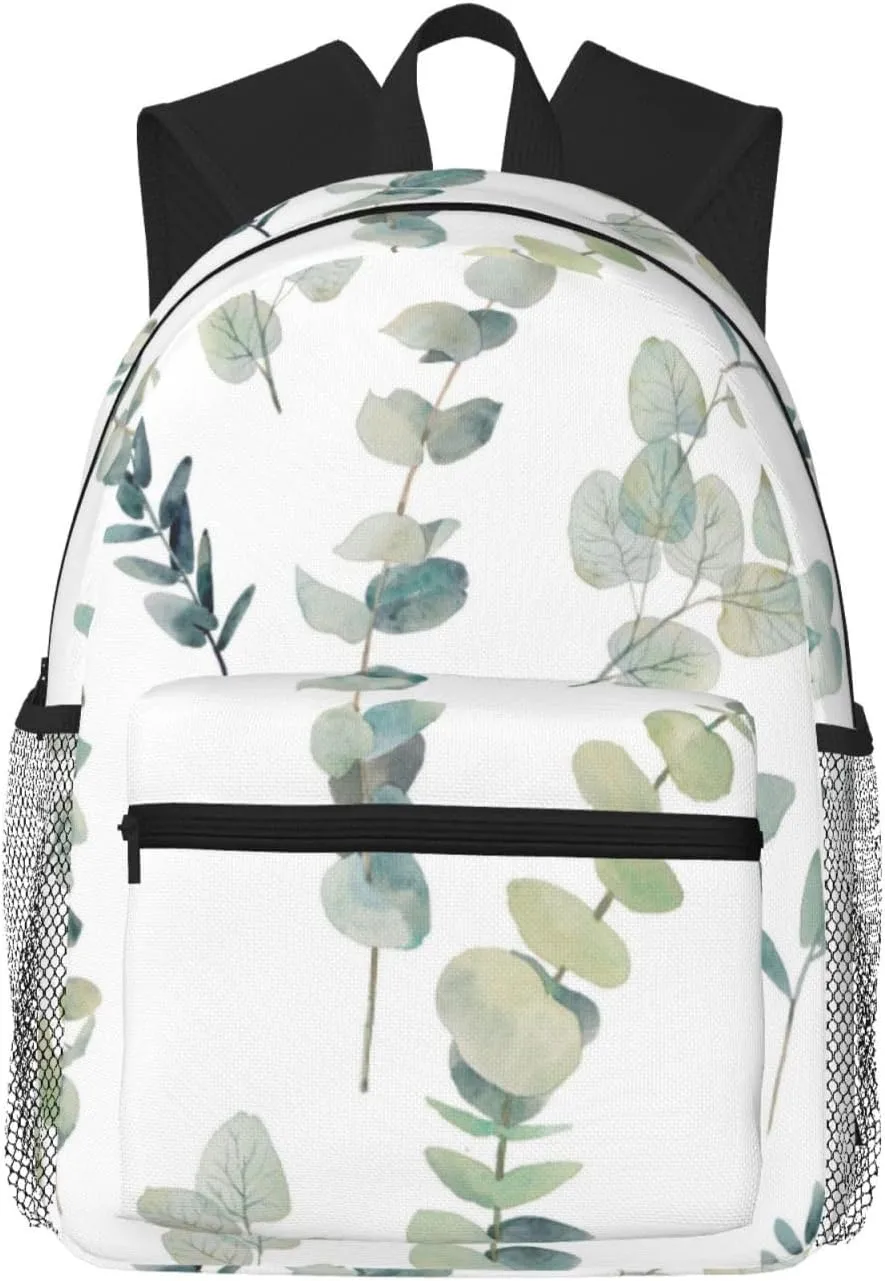 Wurton White Natural Greenery Twig Print Multipurpose Casual Bag With Fashionable Travel,Work Outdoor Activities Backpack