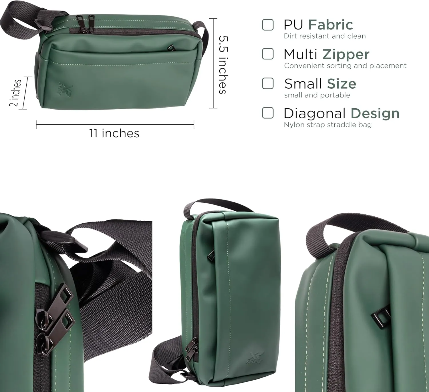 X RAY Men's Shoulder Bag Crossbody Backpack for Men, EDC PU Leather Sling Carry Bag for Travel, Work, Gym
