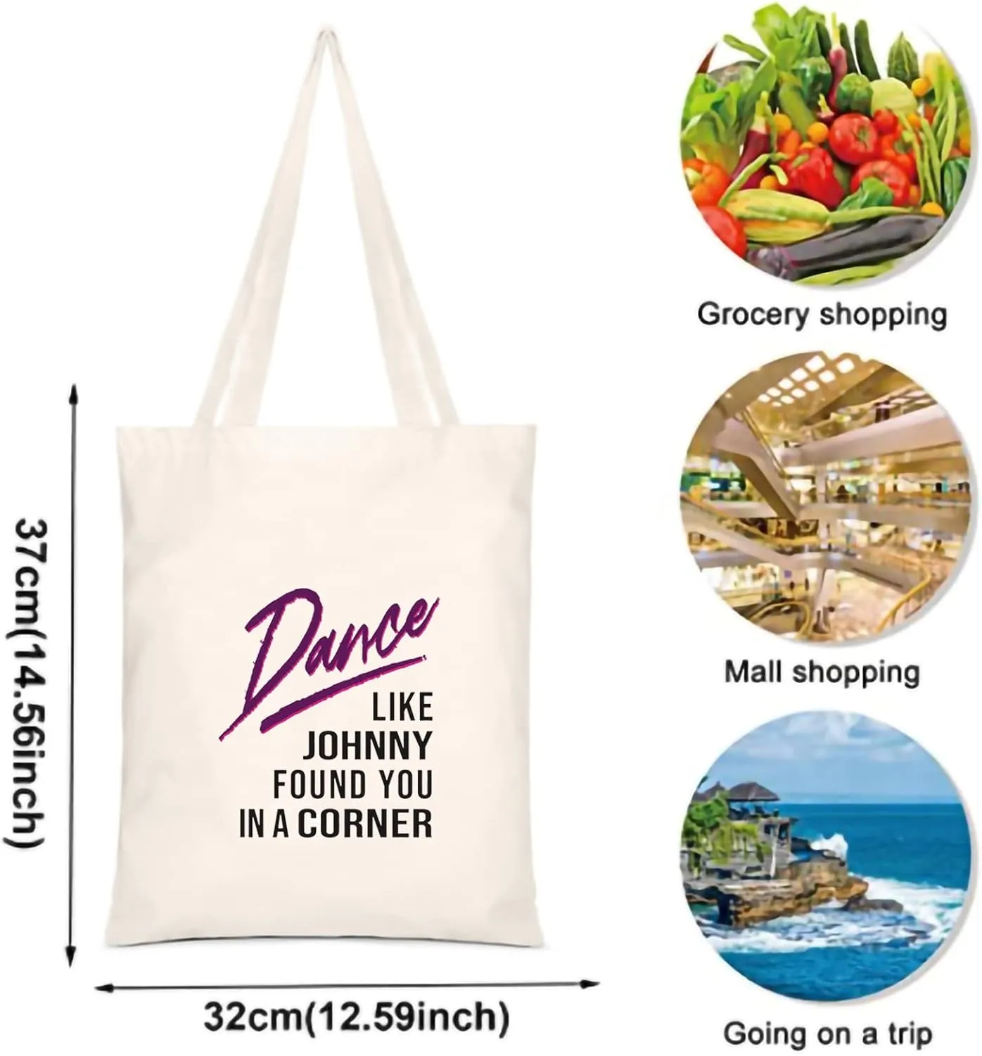 XYANFA Dance Moive Inspired Shopping Bag Dance lover gift 80s Movie Tote Bag