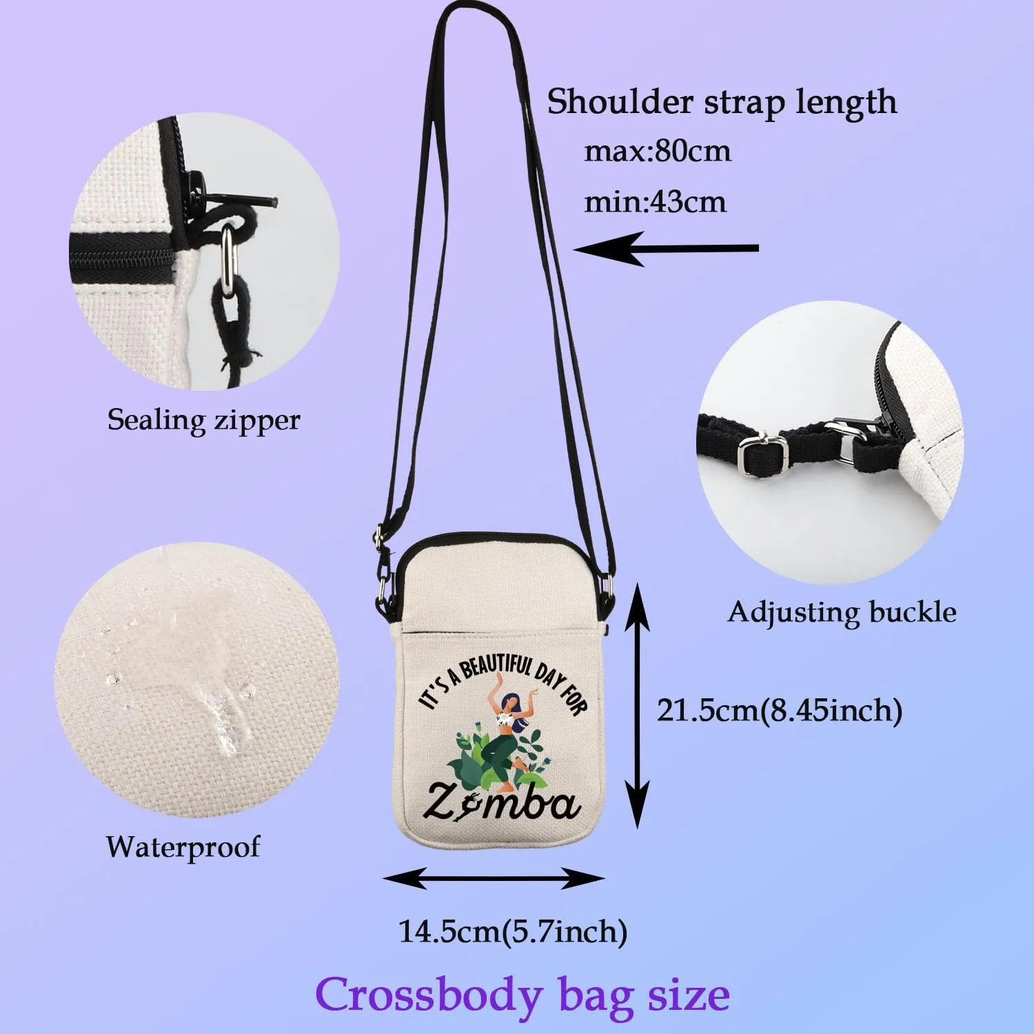 XYANFA It's A Beautiful Day for Zummba Cosmetic Bag Zummba Lover Gift Zummba Instructor Dancer Fitness Coach Zipper Pouch