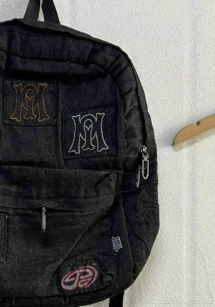 Y2k Aesthetic | All Match Letter Embroidery Backpack Patchwork Vintage Gothic
