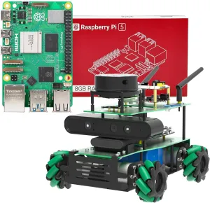 Yahboom Robot AI Python Program ROS2 Robot with Raspberry Pi 5 8GB Lidar Mecanum Wheel Chassis Car Robot Kit for Project Research（Pi Adv Ver-with Pi 5(8G)）