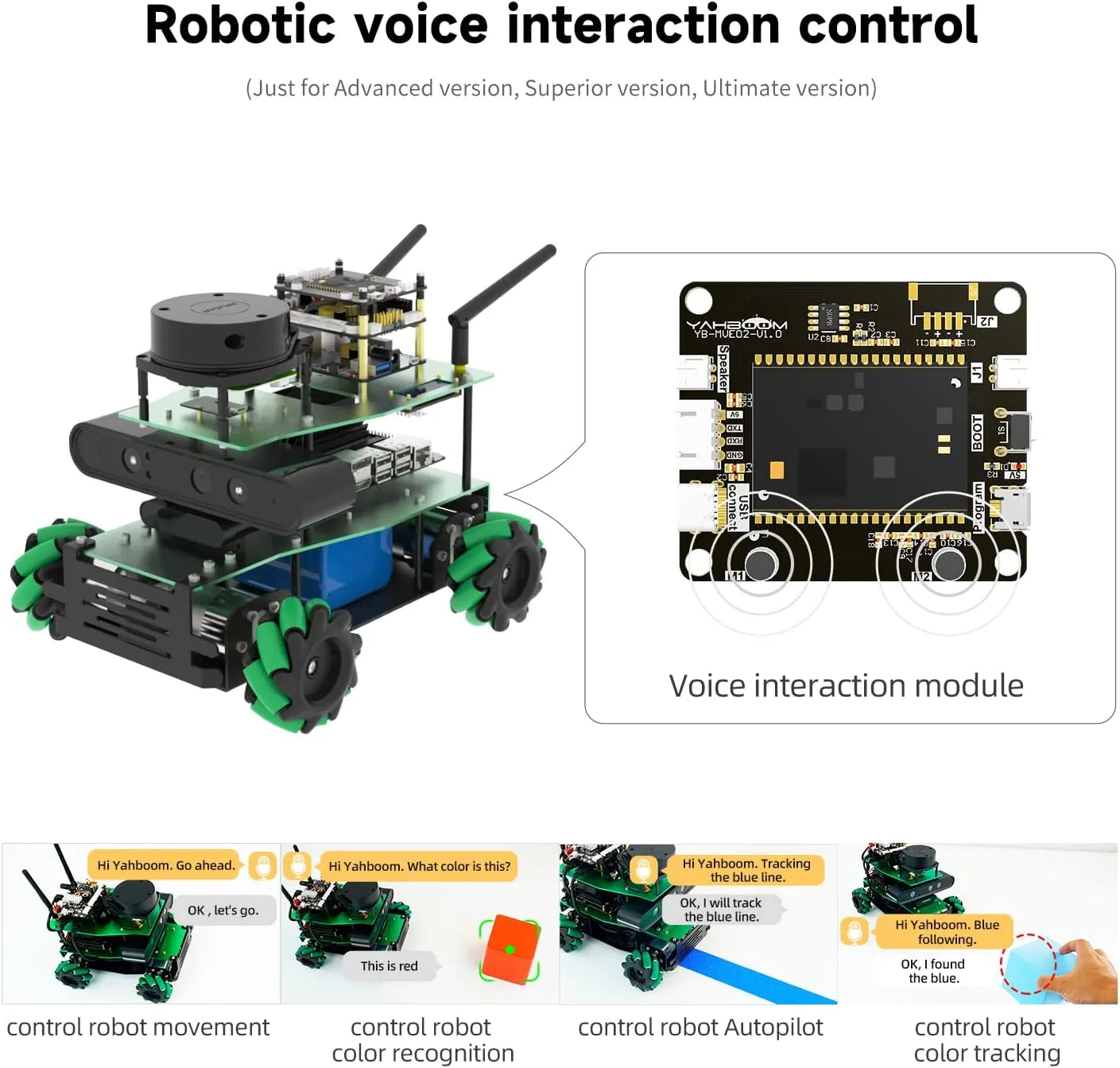 Yahboom ROS2 Robotic Kit for Jetson Nano 4GB Electronic Programming Learning Program Voice Interactive Control AIM8 Radar Touchscreen Mecanum Wheel Chassis