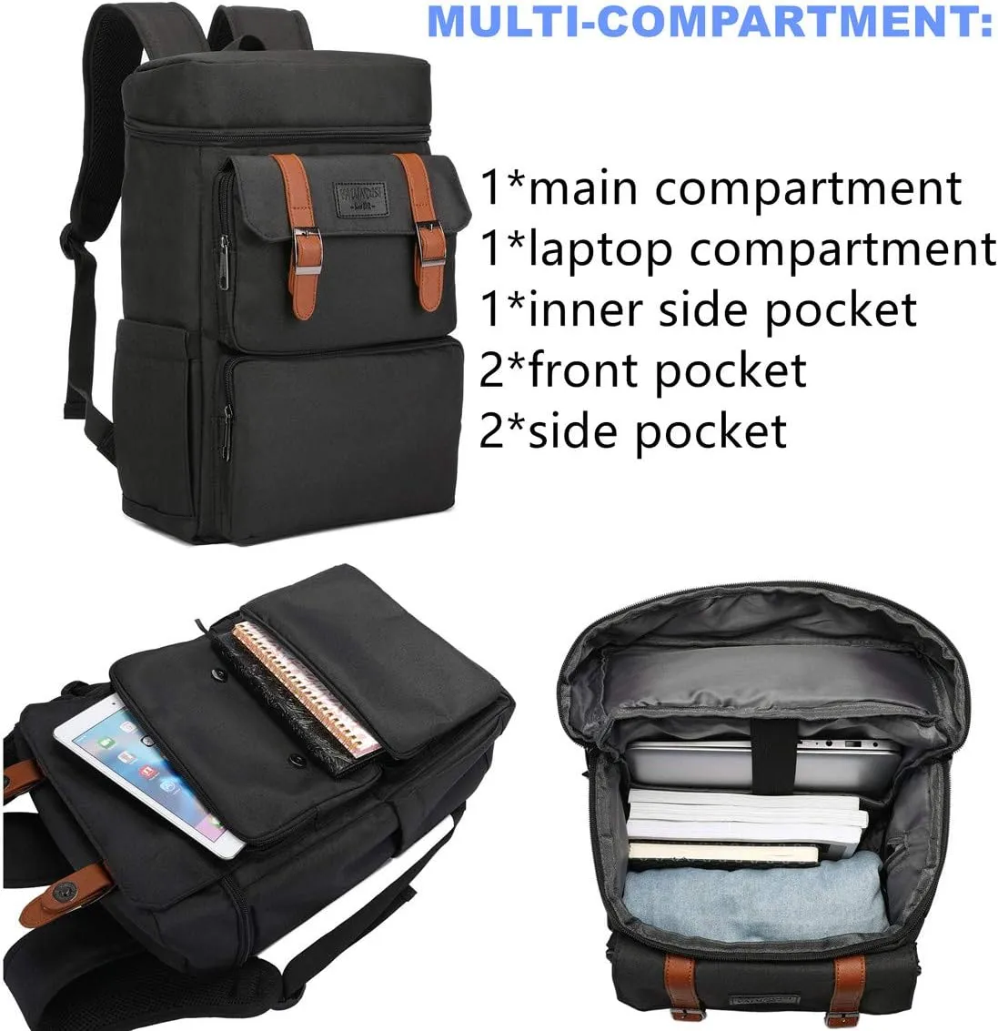 YALUNDISI Vintage Backpack for Men Women Laptop Backpack Bookbags College Backpack 15.6inch