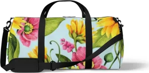 Yellow Vintage Abstract Leaves and Sunflower Sports Bag Tote Bag Waterproof Gym Bag with Shoulder Strap Zipper 2 Side Pockets for Men and Women, Travel and Storage Shoulder Bag.