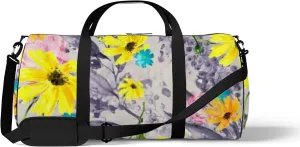 Yellow Vintage Autumn Floral Plant Sunflower Sports Bag Tote Bag Waterproof Gym Bag with Shoulder Strap Zipper 2 Side Pockets for Men and Women, Travel and Storage Shoulder Bag.