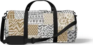Yellow Vintage Boho Abstract Wavy Stripes and Geometric Sports Bag Tote Bag Waterproof Gym Bag with Shoulder Strap Zipper 2 Side Pockets for Men and Women, Travel and Storage Shoulder Bag.