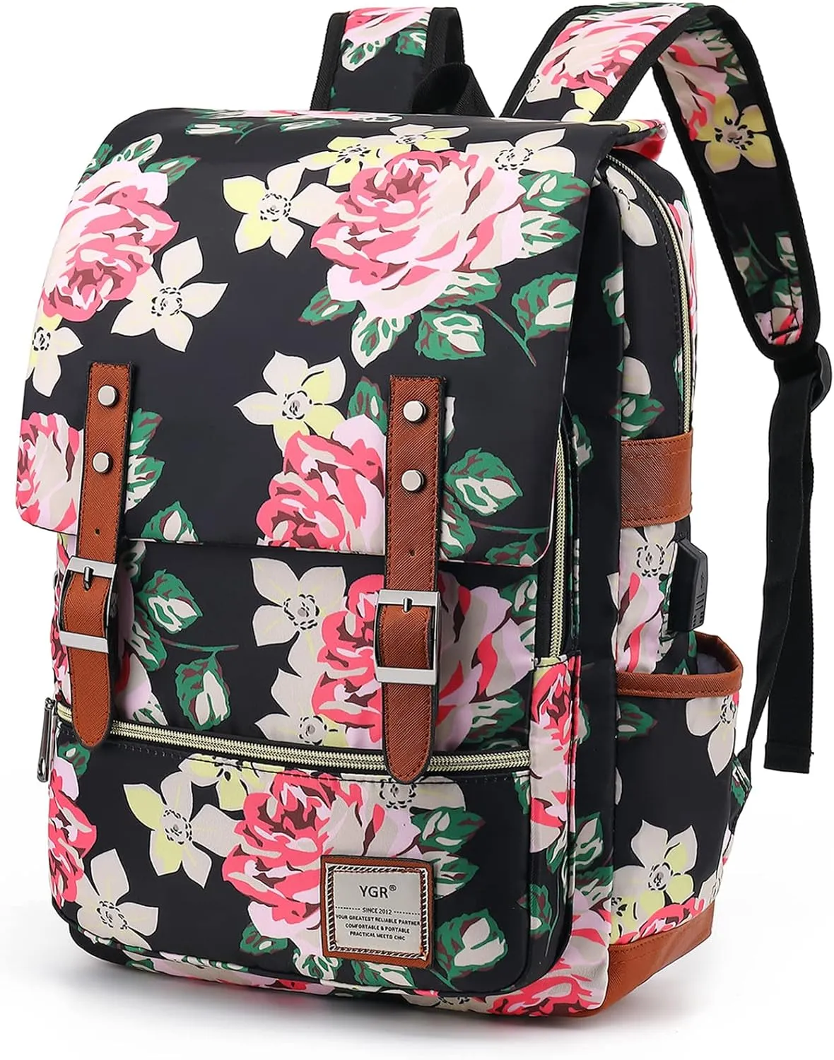 YGR Floral Laptop Backpack for Women, Female, School, Travel, Business, Outdoor Sports, Office, Work