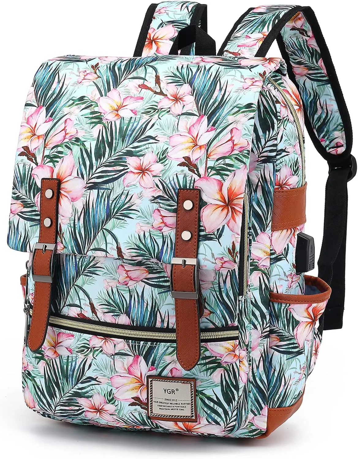 YGR Floral Laptop Backpack for Women, Female, School, Travel, Business, Outdoor Sports, Office, Work
