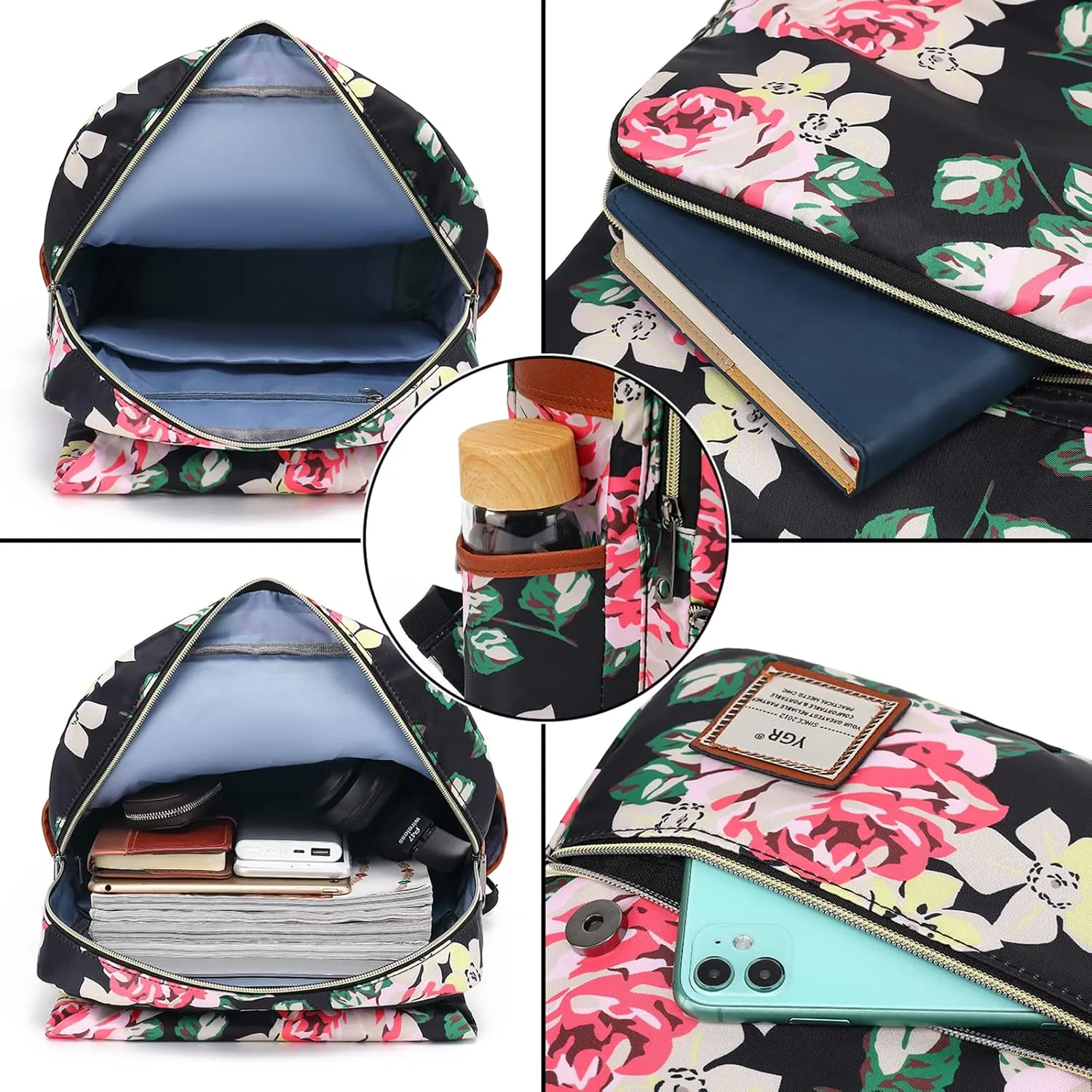YGR Floral Laptop Backpack for Women, Female, School, Travel, Business, Outdoor Sports, Office, Work