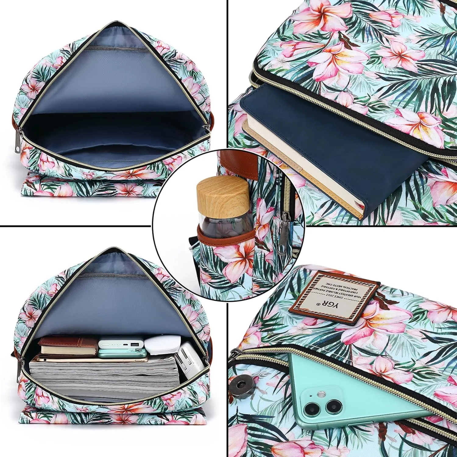 YGR Floral Laptop Backpack for Women, Female, School, Travel, Business, Outdoor Sports, Office, Work