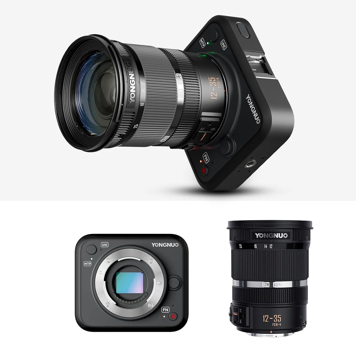 YONGNUO YN433 4K Digital USB Camera with YN12-35MM F2.8-4M Zoom Lens, for Indoor Live Streaming, Mirrorless Micro Four Thirds MFT Lens System, Compatible with Andriod Phones and Computers