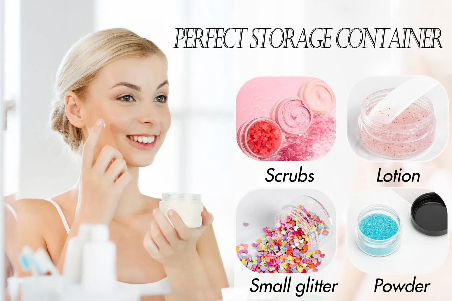 ZEJIA 5 Gram Sample Containers with Lids, Mini Makeup Containers, Empty Plastic Travel Cosmetic Containers with Labels(100 Count, Clear Lid)