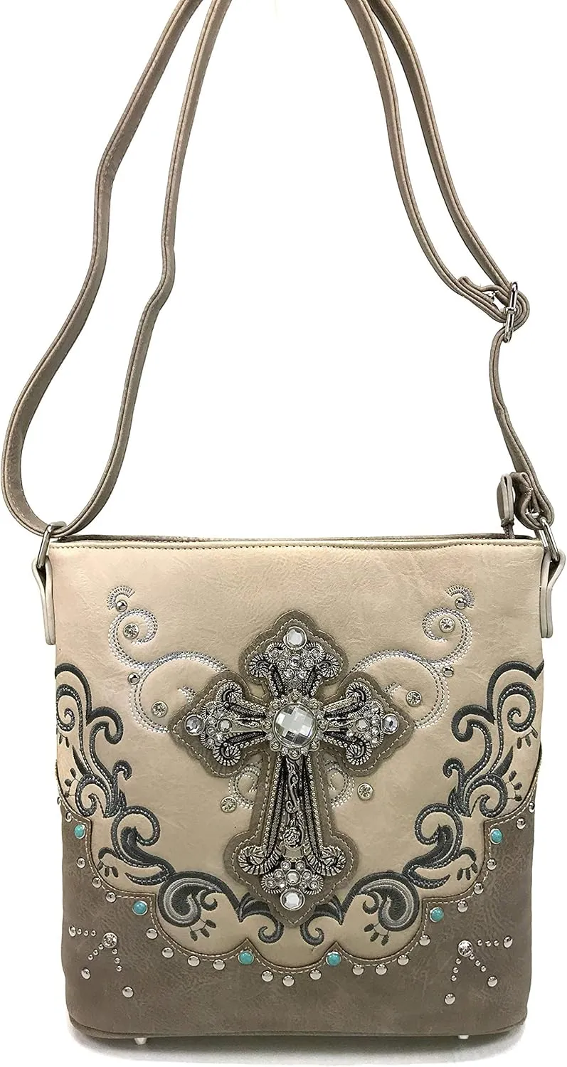 Zelris Western Silver Cross Turquoise Women Conceal Carry Crossbody Messenger