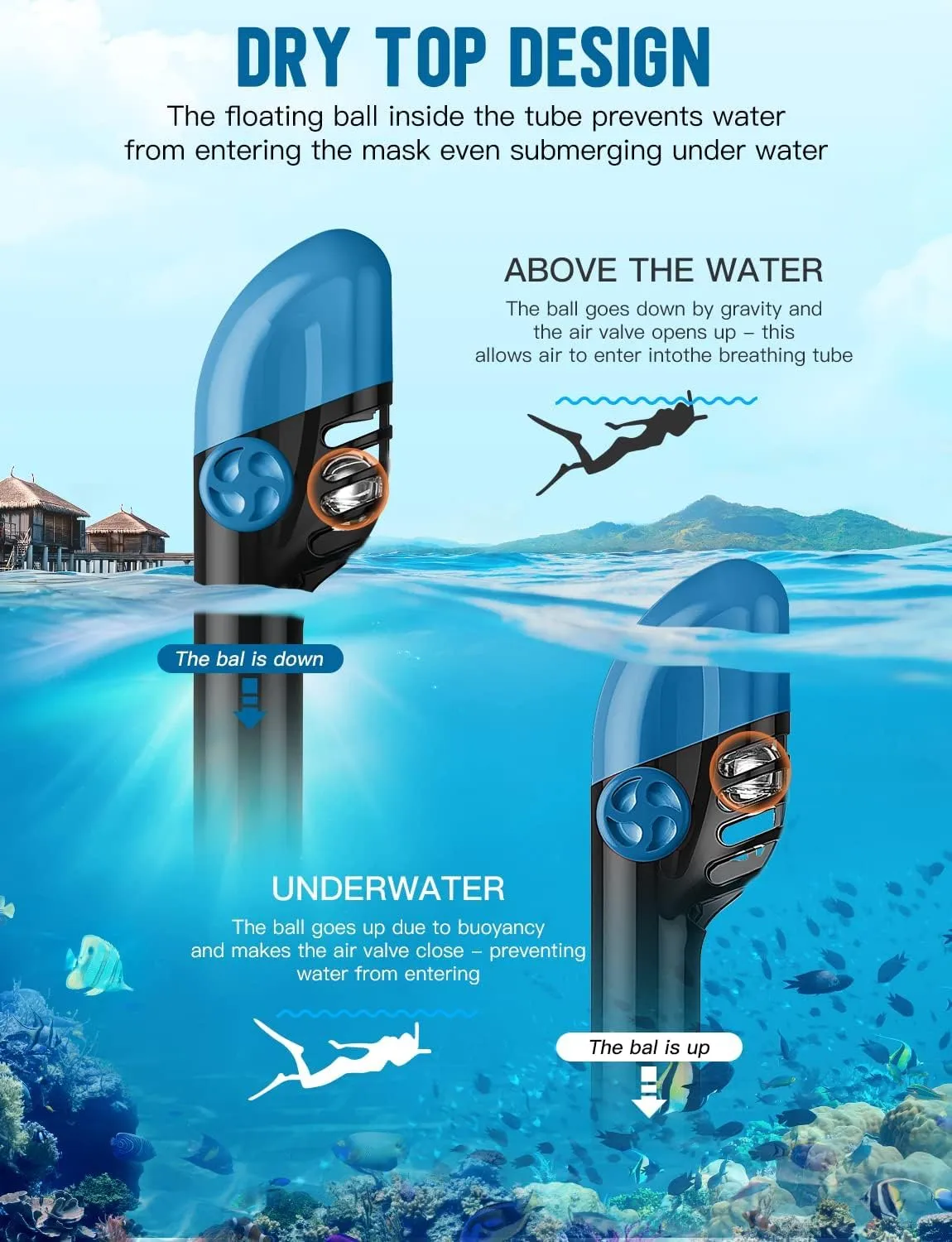 Zenoplige Full Face Snorkel Mask Adults,Dry-Top Snorkeling Gear with Camera Mount,Foldable 180-Degree Panoramic Scuba Mask for Snorkeling Diving Swimming Travel,Snorkel Mask Anti-Fog & Anti-Leak