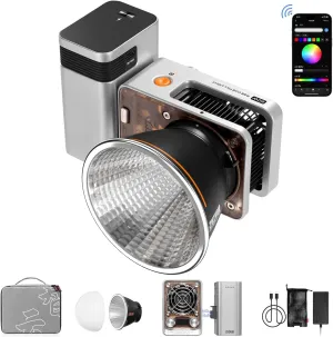 ZHIYUN Molus X60 RGB Combo 60W COB Video Light,LED Camera Light, Bi-Color 2700K-6500K CRI 95 TLCI 98 w/Grip Battery, APP Control 15 Scenes for Video Recording/Portrait Shooting/TVC