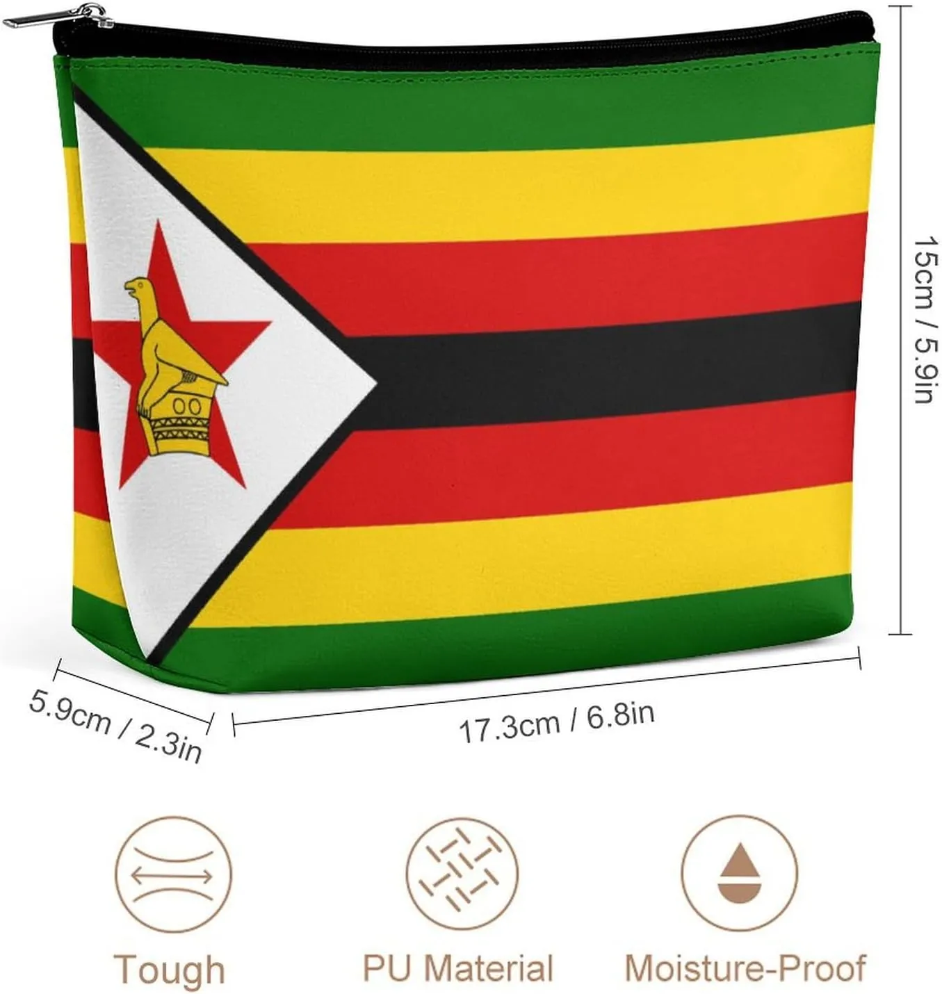 Zimbabwe Flag Travel-Friendly Cosmetic Bag Makeup Organizer Pouch for Women and Girls