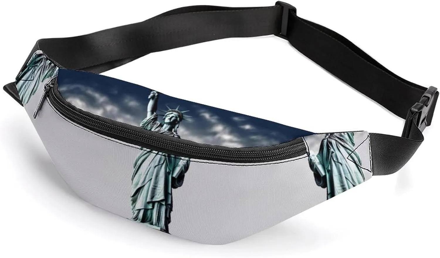 Zipper Fanny Pack for Men Women Fashion Waist Bag Stylish Crossbody Bags with Adjustable Strap Statue of Liberty Travel Chest Bags Belt Bags for Running Hiking Workout Cycling