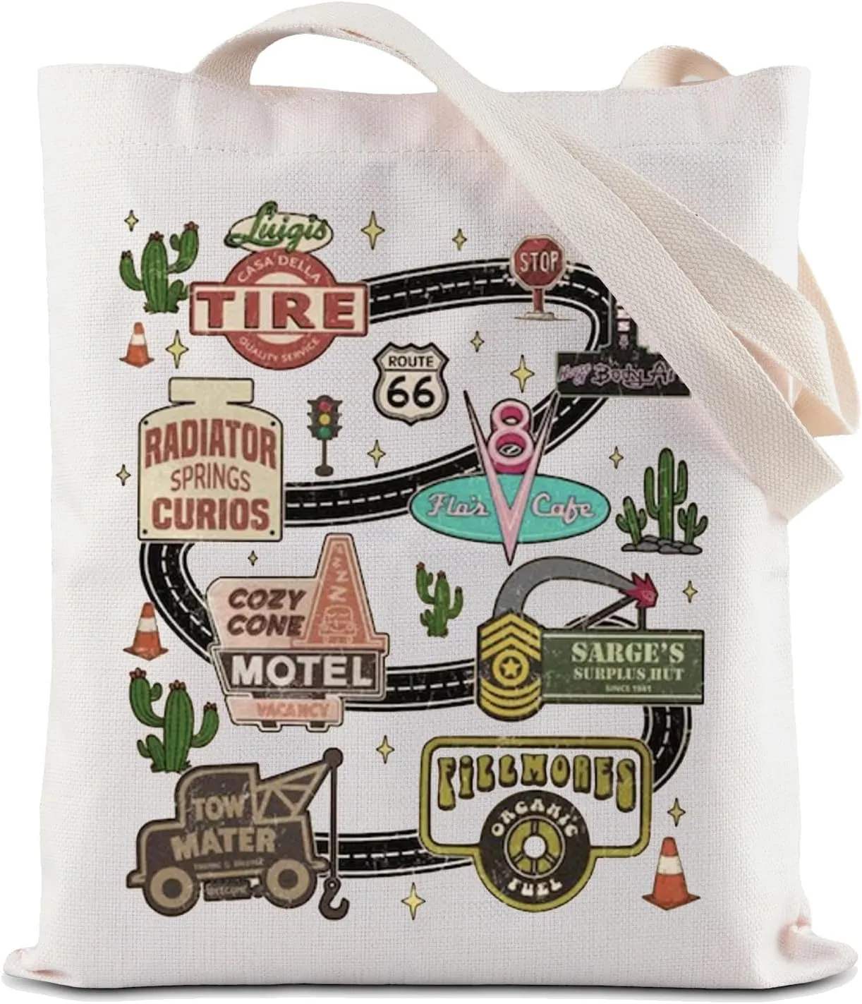 ZJXHPO Cartoon Inspired Tote Bag - Cars Themed Party Gift - Reusable Grocery Shopping Bag