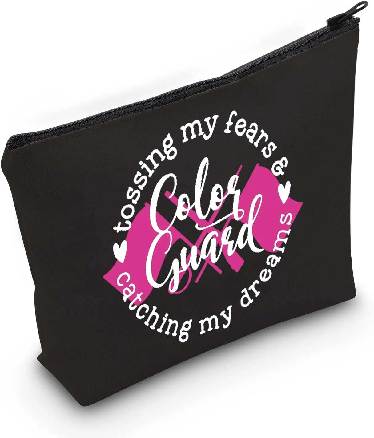 ZJXHPO Color Guard Team Inspired Cosmetic Bag Gift Tossing My Fears & Catching My Dreams Color Guard Makeup Bag With Zipper (BL color guard)