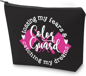 ZJXHPO Color Guard Team Inspired Cosmetic Bag Gift Tossing My Fears & Catching My Dreams Color Guard Makeup Bag With Zipper (BL color guard)
