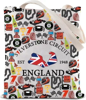 ZJXHPO England Racing Tote Bag British Race Grand Prix Reusable Grocery Tote Bag UK Raceday Gift