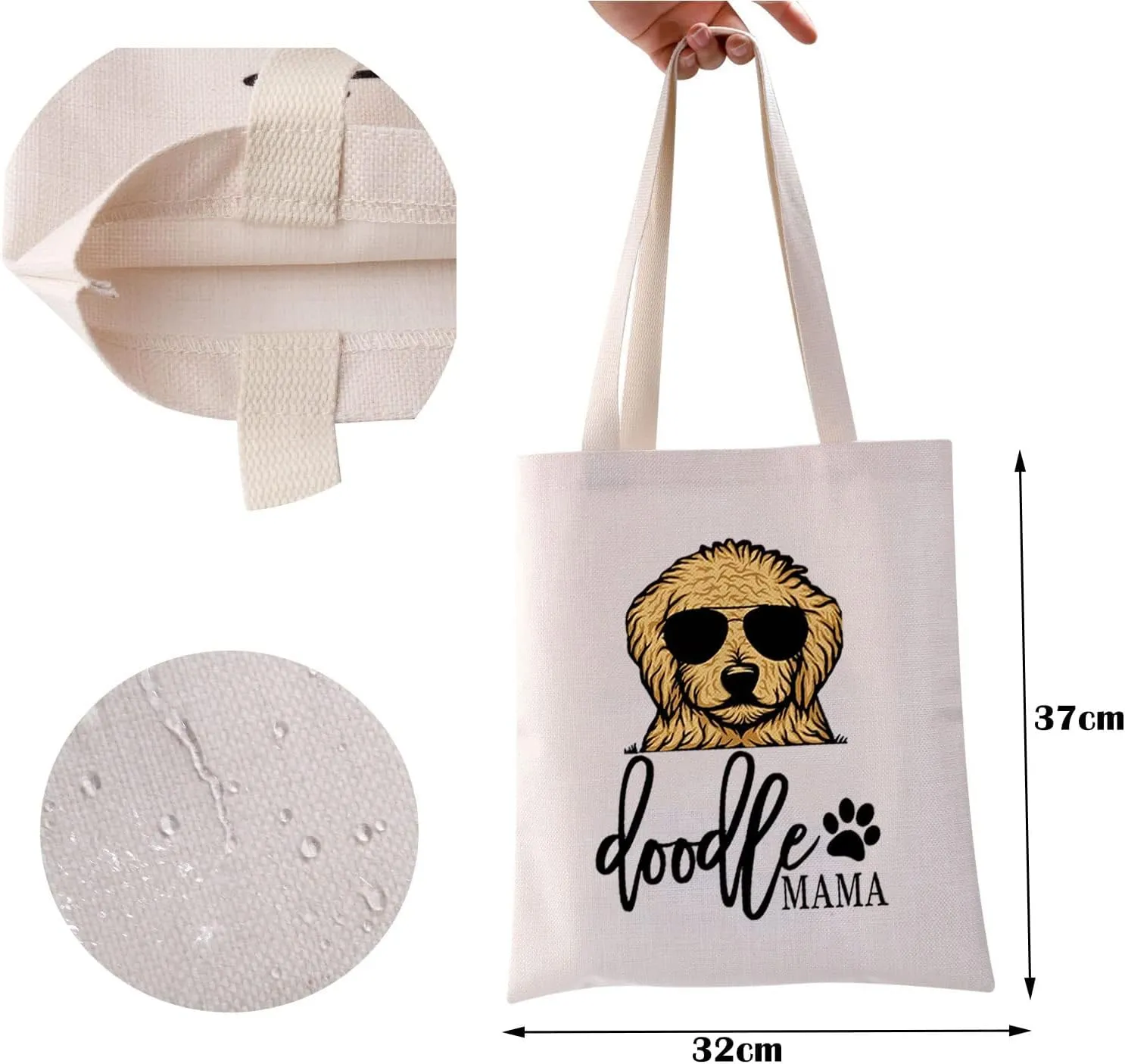 ZJXHPO Golden Doodle Mom Gift Dog Lover Gift Doodle Mama Zipper Pouch Makeup Bag Doodle Canvas Tote Bag (Doodle Tote bag)