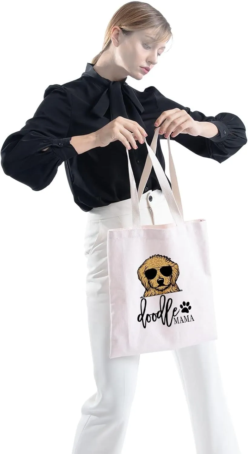 ZJXHPO Golden Doodle Mom Gift Dog Lover Gift Doodle Mama Zipper Pouch Makeup Bag Doodle Canvas Tote Bag (Doodle Tote bag)