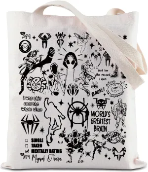 ZJXHPO Hero Inspired Tote Bag Spider Movie Reusable Grocery Shopping Bag Hero Inspired Shoulder Bag