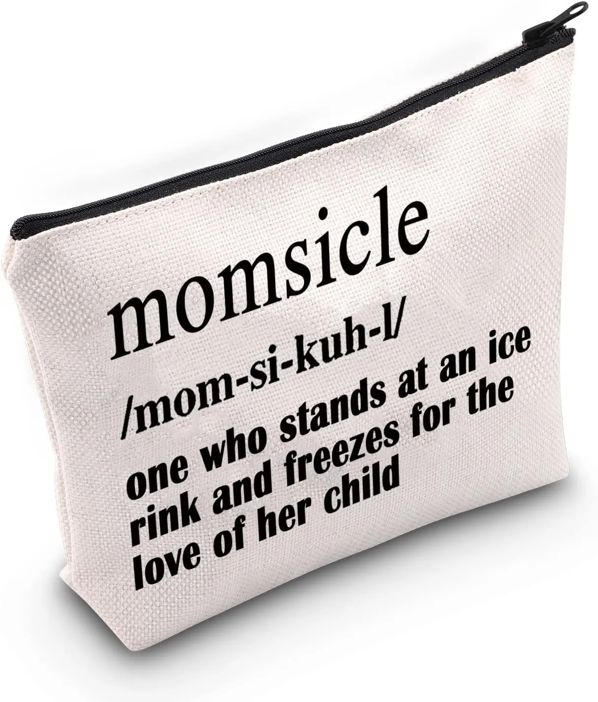 ZJXHPO Hockey Mom Survival Kit Makeup Bag - Momsicle Definition - Mother's Day Gift for Hockey Lover