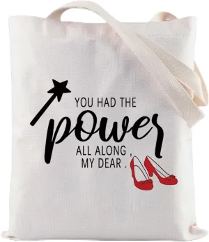 ZJXHPO Inspired Gift TV Show Gift You Had The Power All Along My Dear Makeup Bag Inspirational Canvas Tote Bag (The Power tote bag)