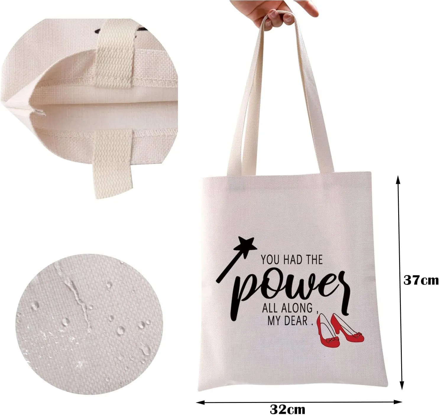 ZJXHPO Inspired Gift TV Show Gift You Had The Power All Along My Dear Makeup Bag Inspirational Canvas Tote Bag (The Power tote bag)